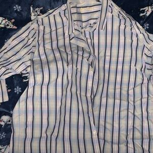 Men's Striped Dress Shirt - Blue and White